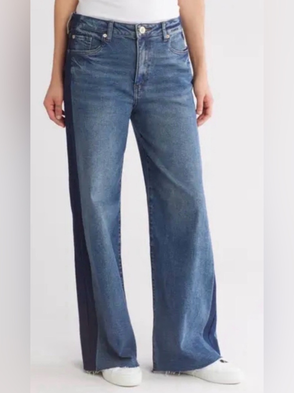 STS BLUE Jayden Ultra High Rise Two Tone Raw Hem Jeans Size 26